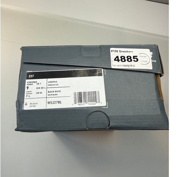 New Balance 327 Sneakers Black White WS327BL Size 9 NEW - Picture 8 of 8